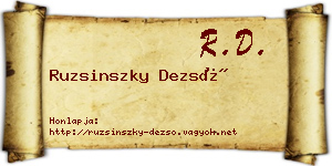 Ruzsinszky Dezső névjegykártya